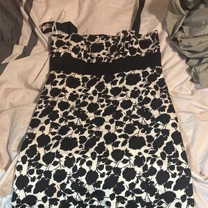 Max & Cleo Strapless Black and White Floral Dress